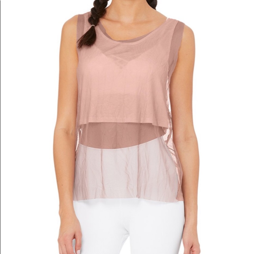 Smoky Quartz Mesh Alo Yoga Tank Size S